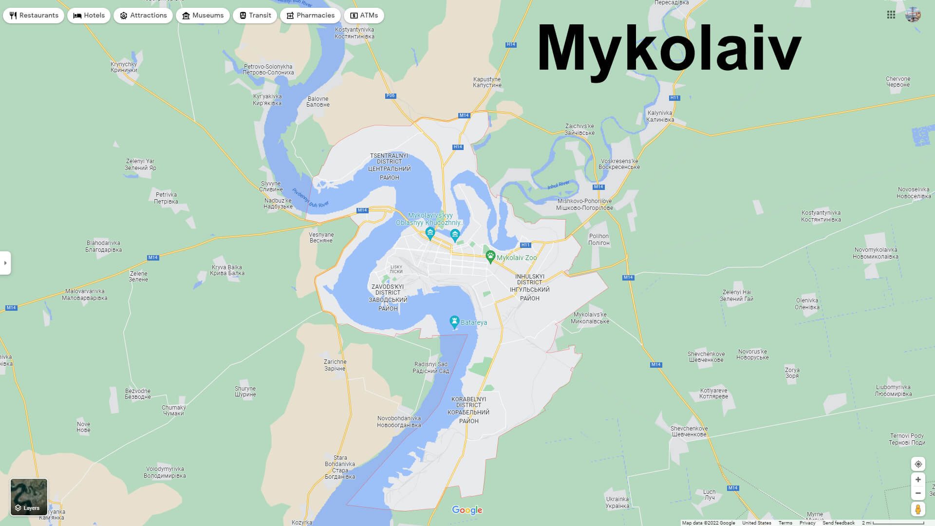 Mykolaiv City Center Map